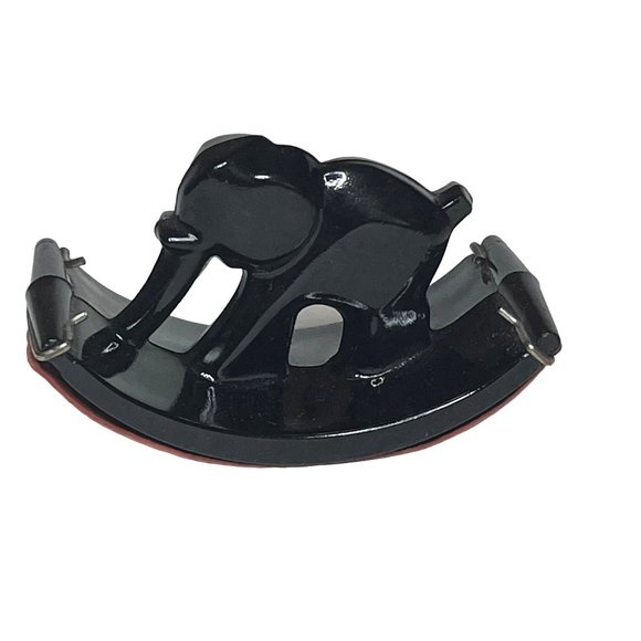 Vintage 1930's Houze Marked Thew Black Glass Elephant Blotter Rocker - Picture 3 of 6